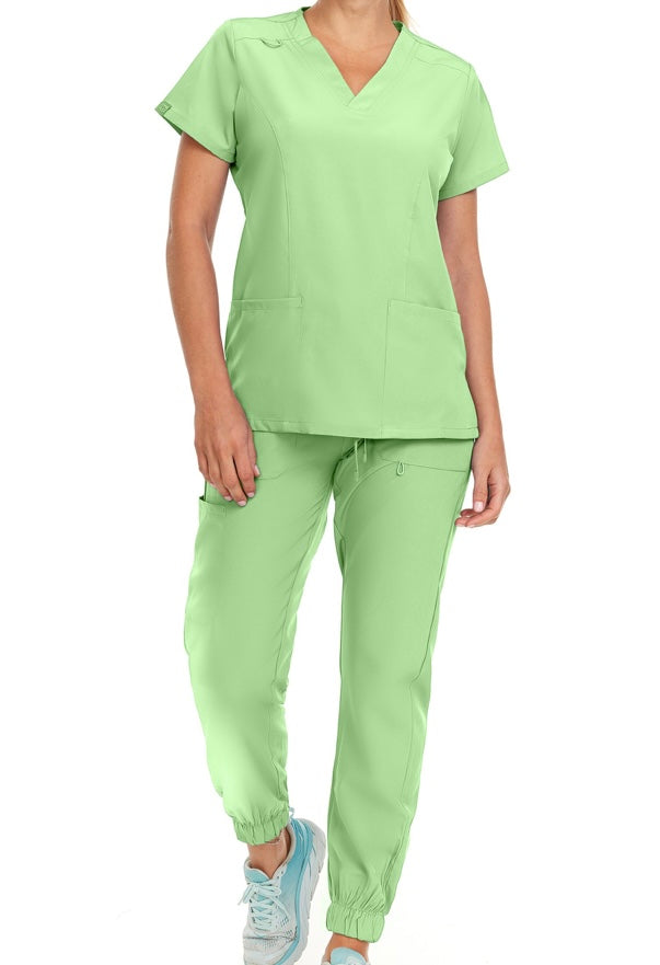 Green apple 4 way stretch v neck scrub top