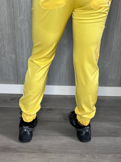 Yellow 4 way stretch jogger scrub pants