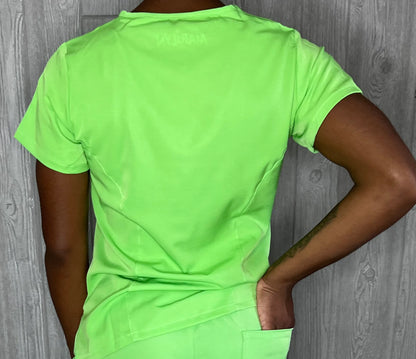 Green apple 4 way stretch V neck scrub top