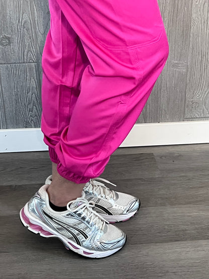 Shocking Pink 4 way stretch jogger pant